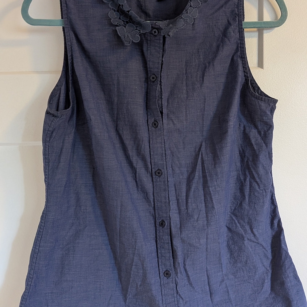 Banana Republic Dark Blue Blouse with Floral Detail